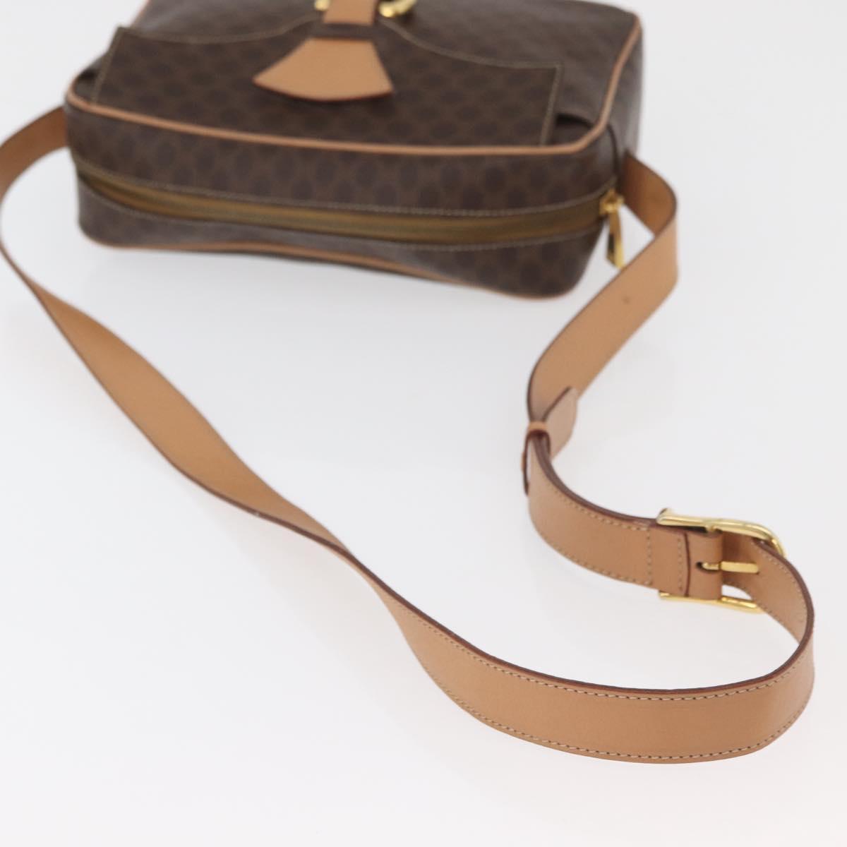 CELINE Macadam Canvas Shoulder Bag PVC Leather Brown Gold Auth am11493A