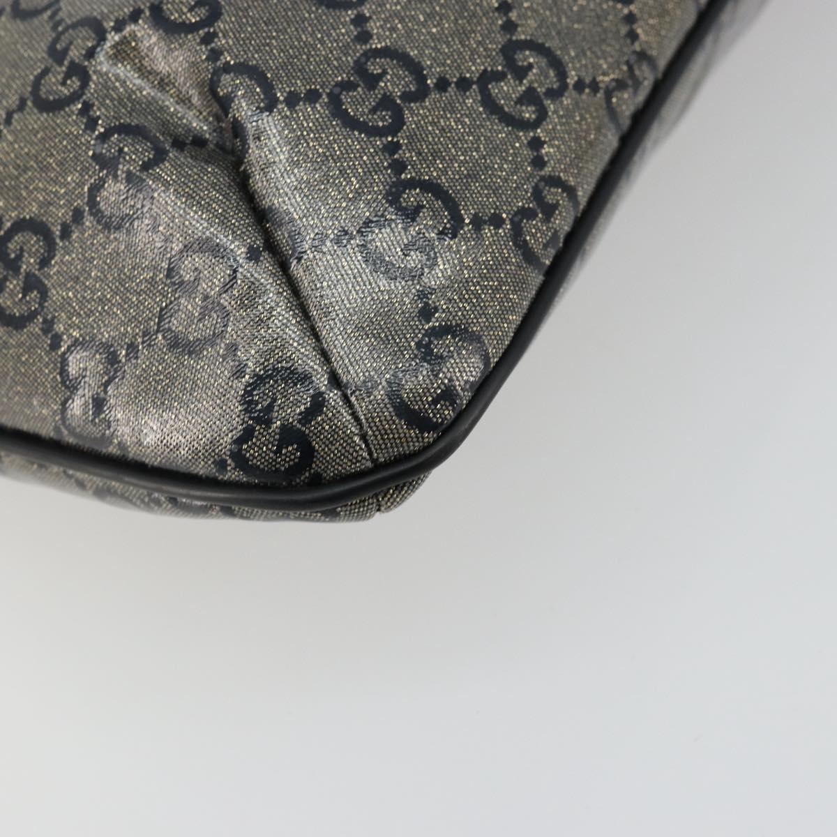 GUCCI GG Crystal Shoulder Bag Coated Canvas Navy Gold 189749 Auth am11494A