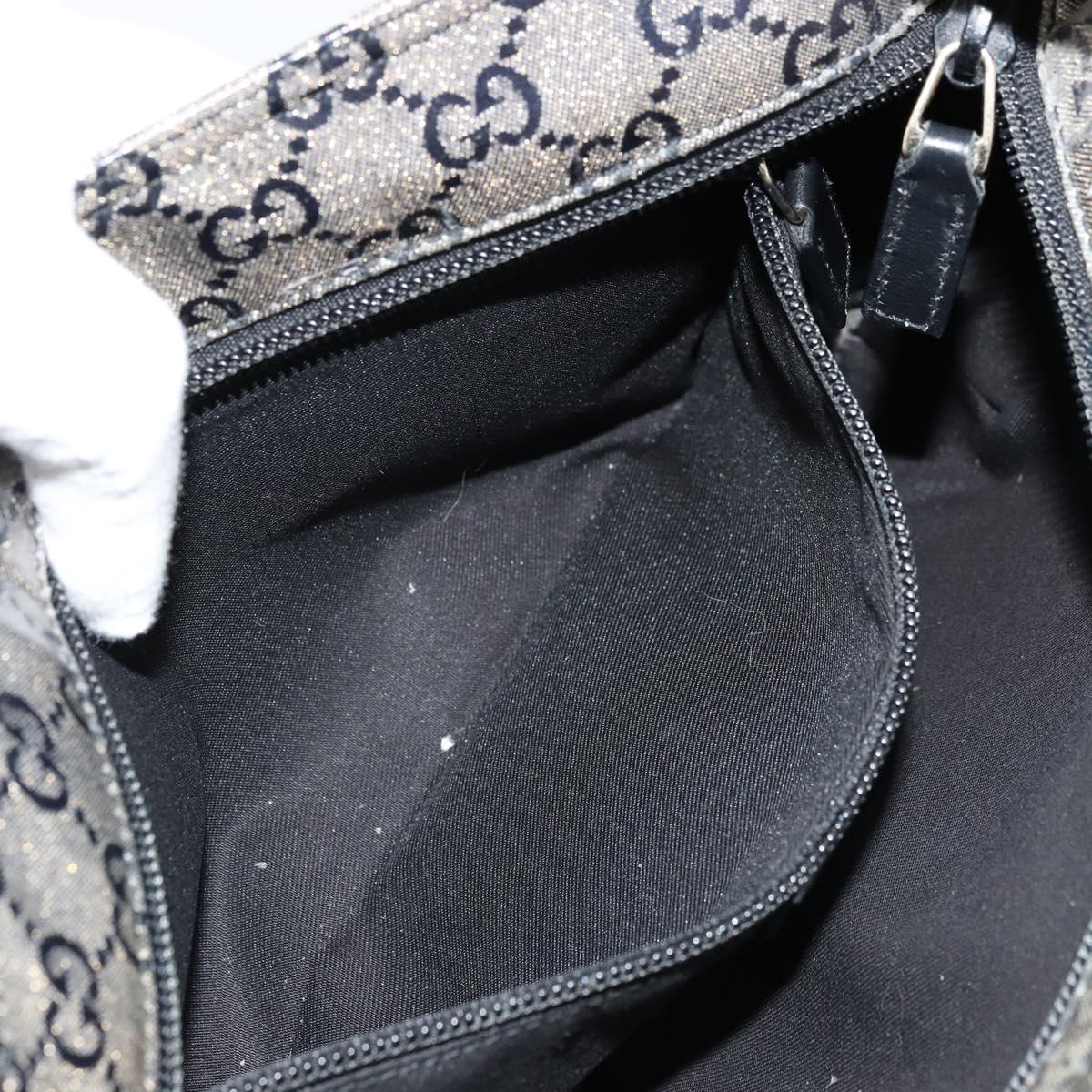 GUCCI GG Crystal Shoulder Bag Coated Canvas Navy Gold 189749 Auth am11494A