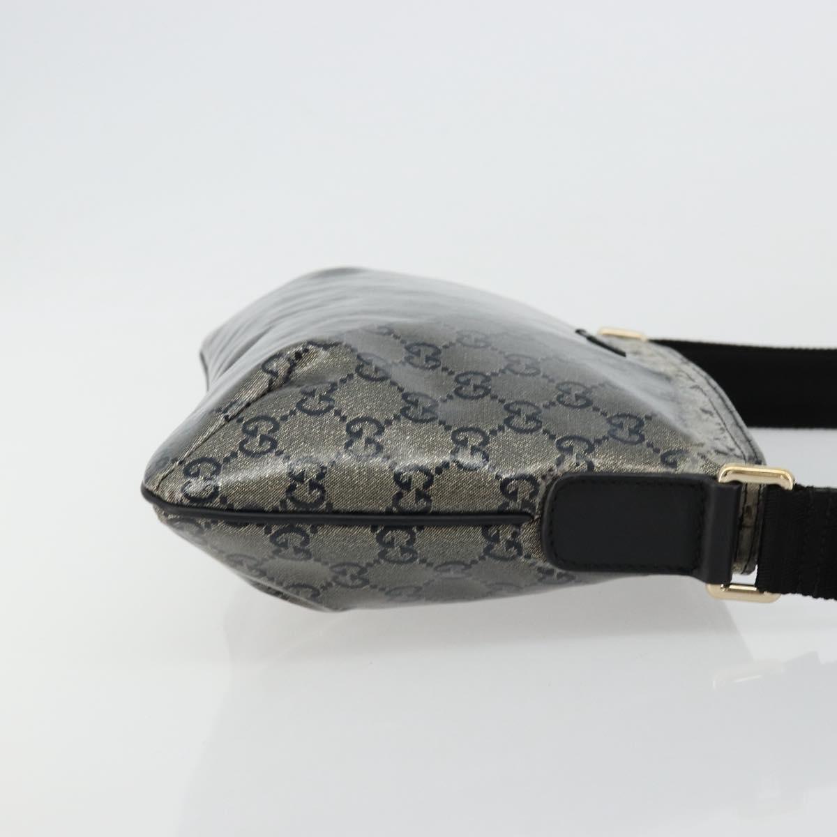GUCCI GG Crystal Shoulder Bag Coated Canvas Navy Gold 189749 Auth am11494A