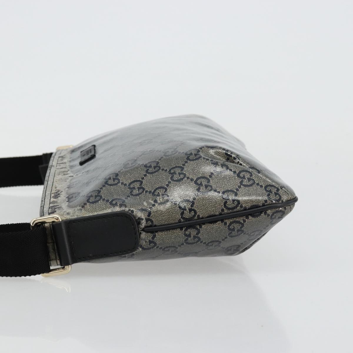 GUCCI GG Crystal Shoulder Bag Coated Canvas Navy Gold 189749 Auth am11494A
