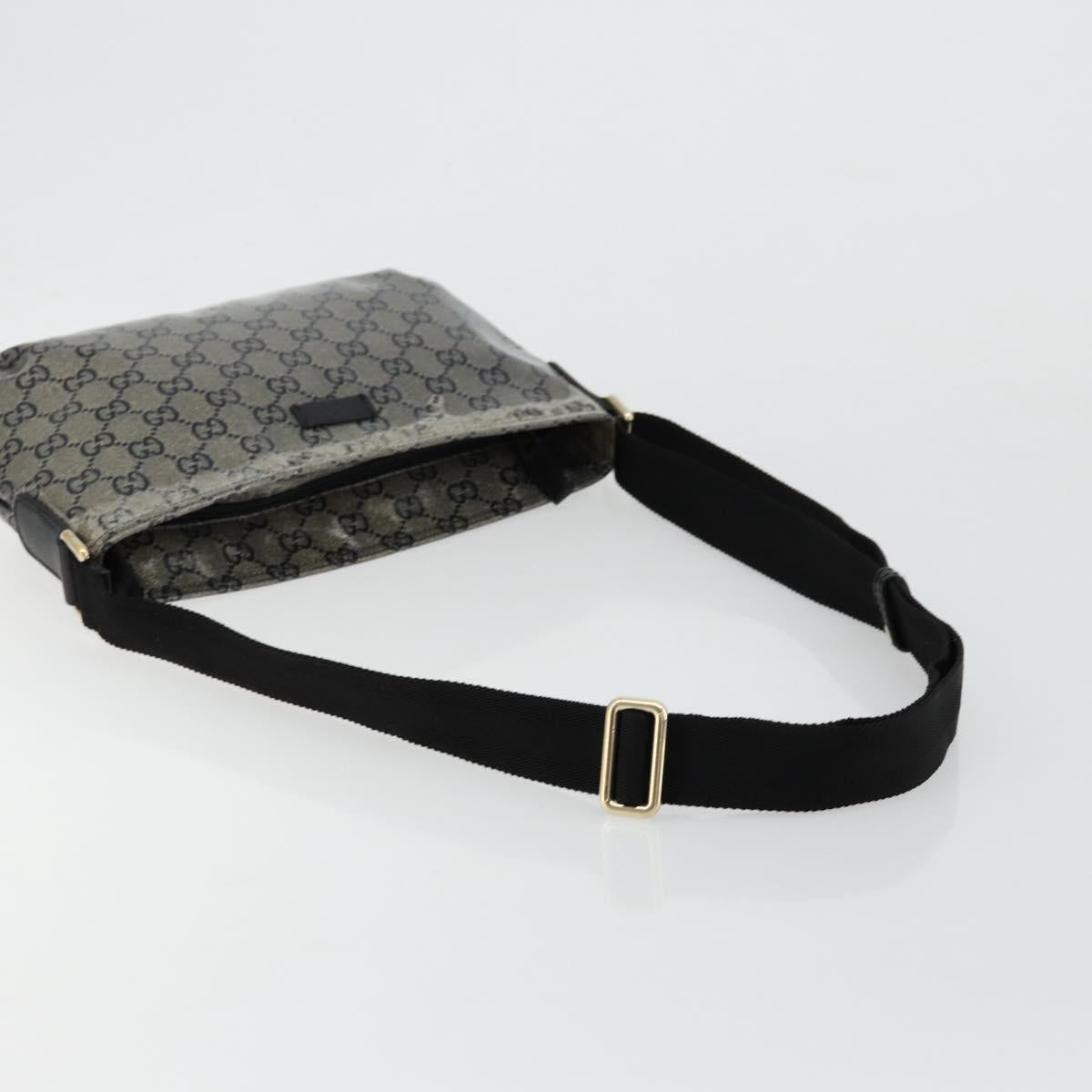GUCCI GG Crystal Shoulder Bag Coated Canvas Navy Gold 189749 Auth am11494A