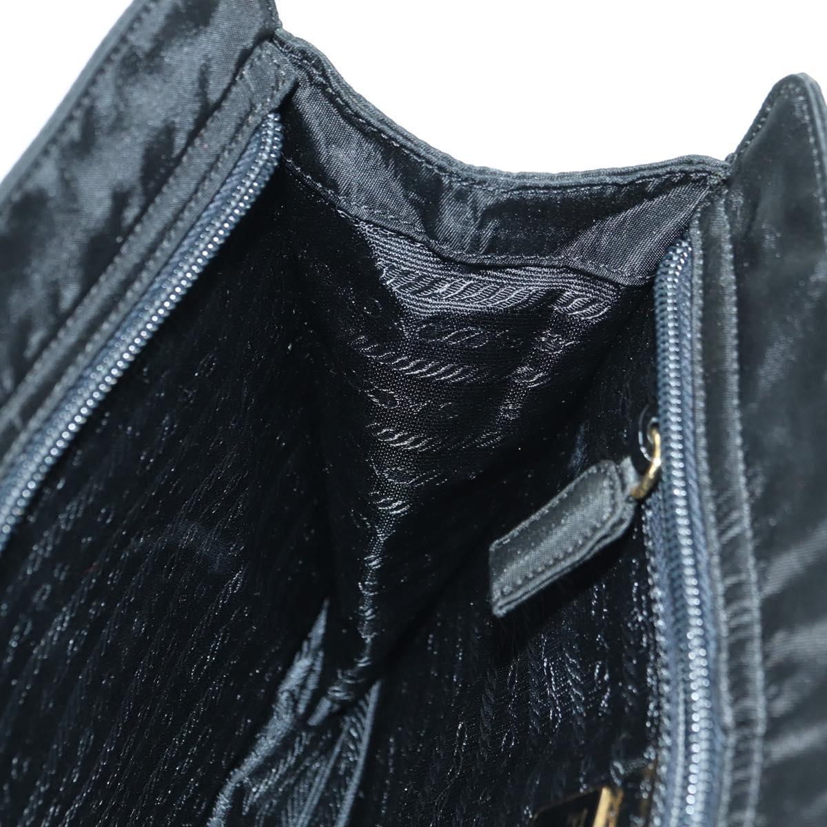 PRADA Chain Hand Bag Nylon Black Gold B4019 Auth am11495V