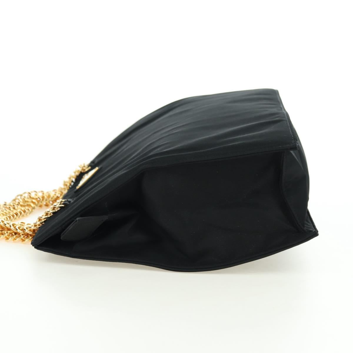 PRADA Chain Hand Bag Nylon Black Gold B4019 Auth am11495V