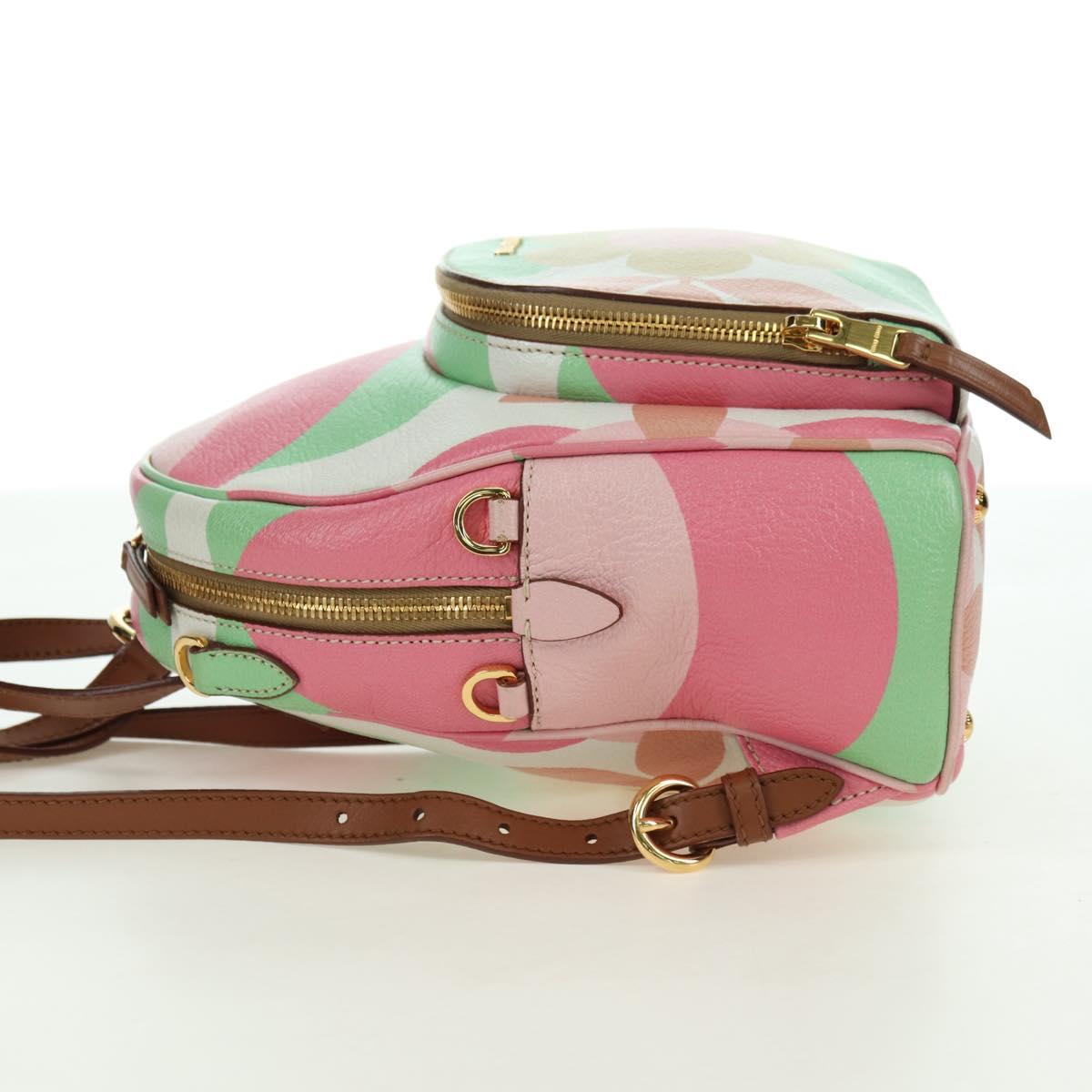 Miu Miu Backpack Leather Multicolor Gold Auth am11496V