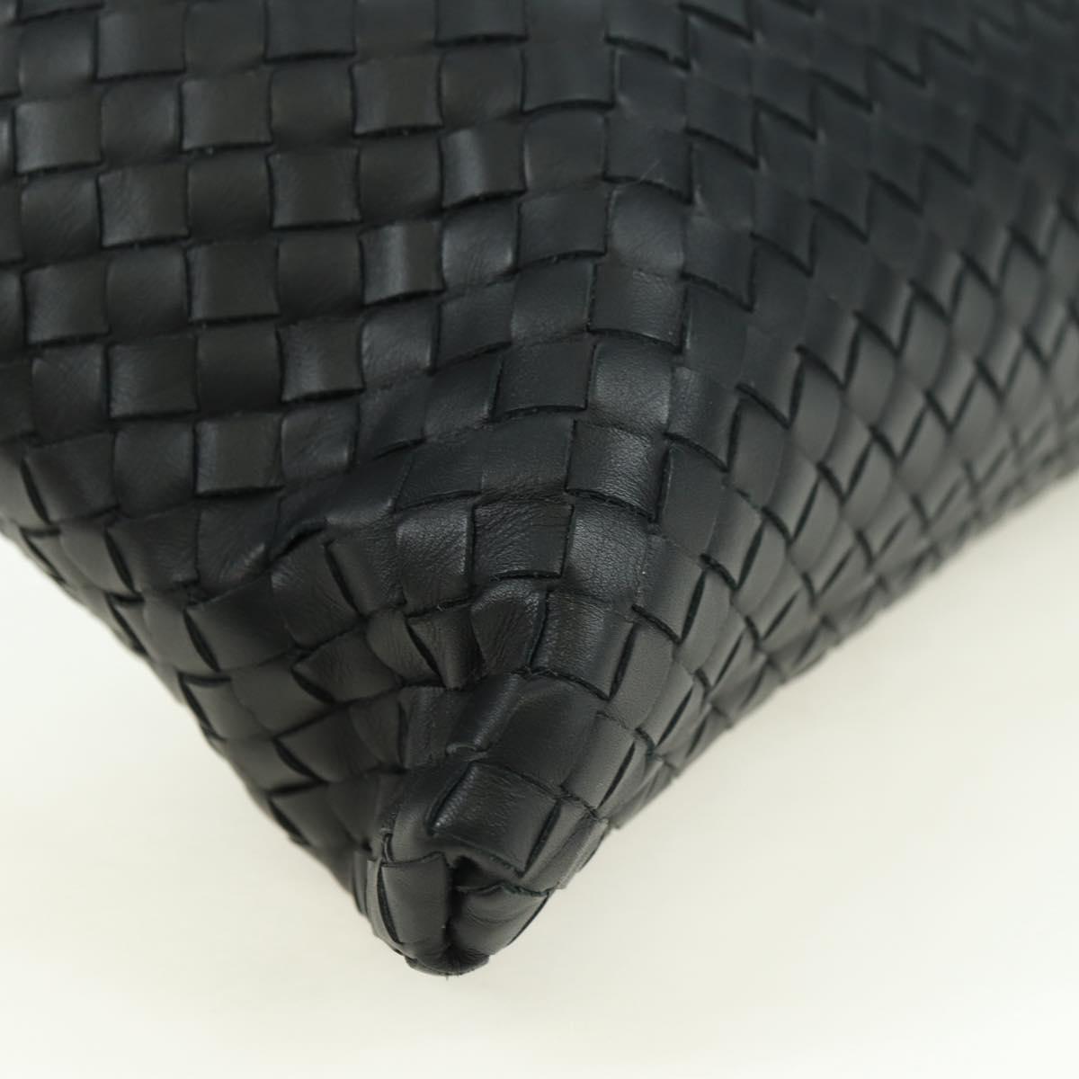 BOTTEGA VENETA INTRECCIATO Shoulder Bag Leather Black Silver Auth am11497SAV