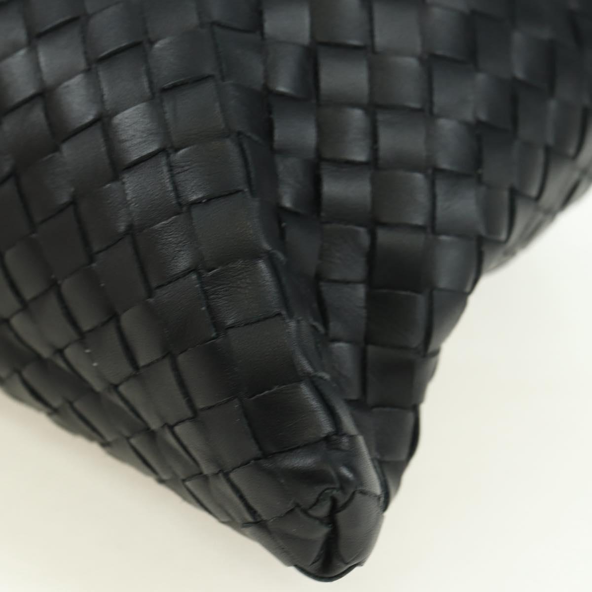 BOTTEGA VENETA INTRECCIATO Shoulder Bag Leather Black Silver Auth am11497SAV