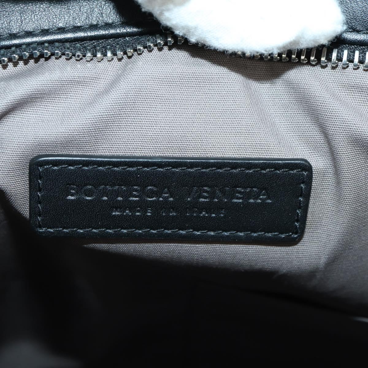 BOTTEGA VENETA INTRECCIATO Shoulder Bag Leather Black Silver Auth am11497SAV