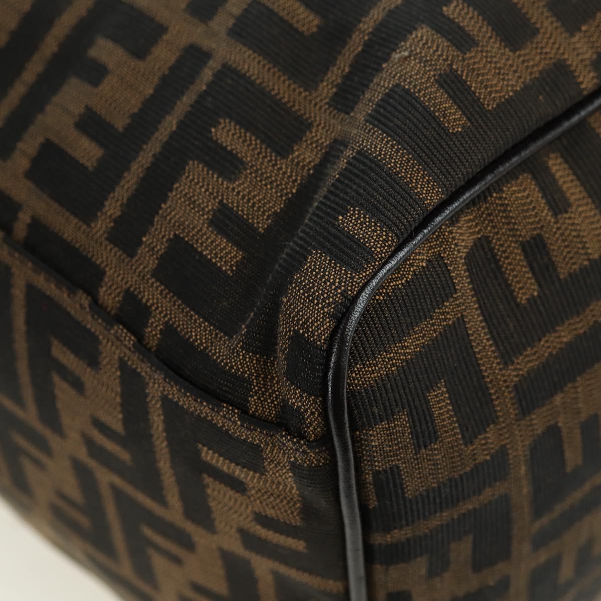 FENDI Zucca Canvas Mini Boston Bag Brown Black Auth am11498SAV