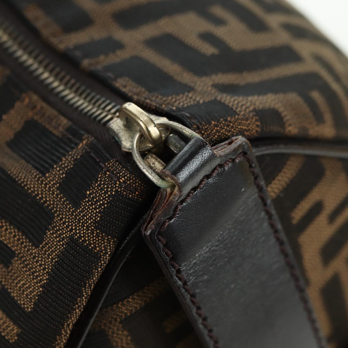 FENDI Zucca Canvas Mini Boston Bag Brown Black Auth am11498SAV