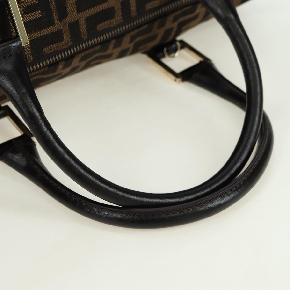 FENDI Zucca Canvas Mini Boston Bag Brown Black Auth am11498SAV