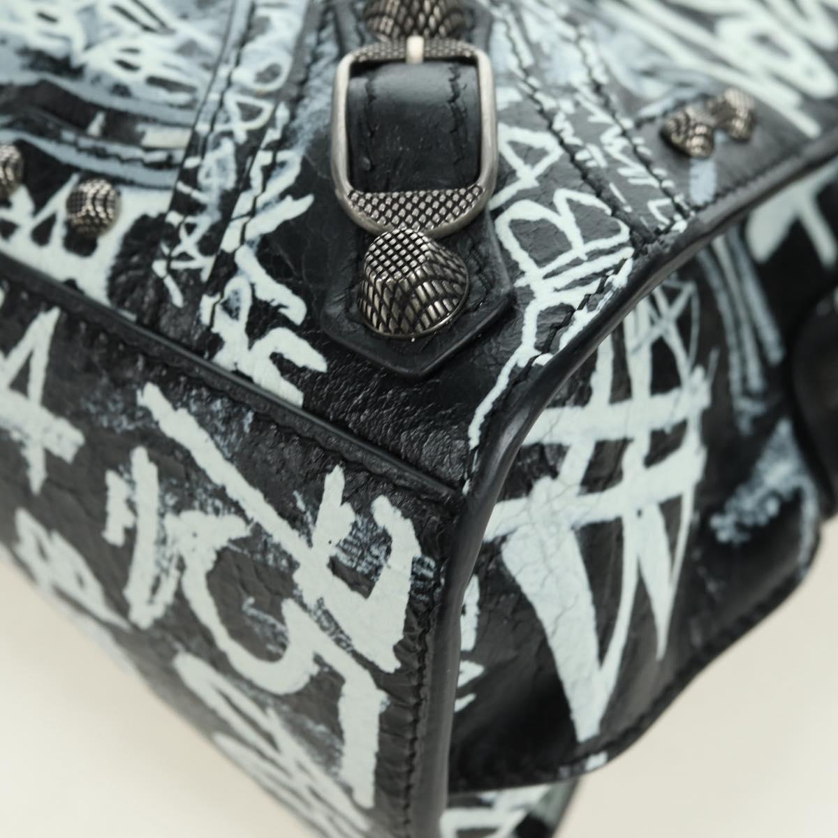 BALENCIAGA Neo Kago City XS Graffiti Bag Leather White 700940 Auth am11504SM