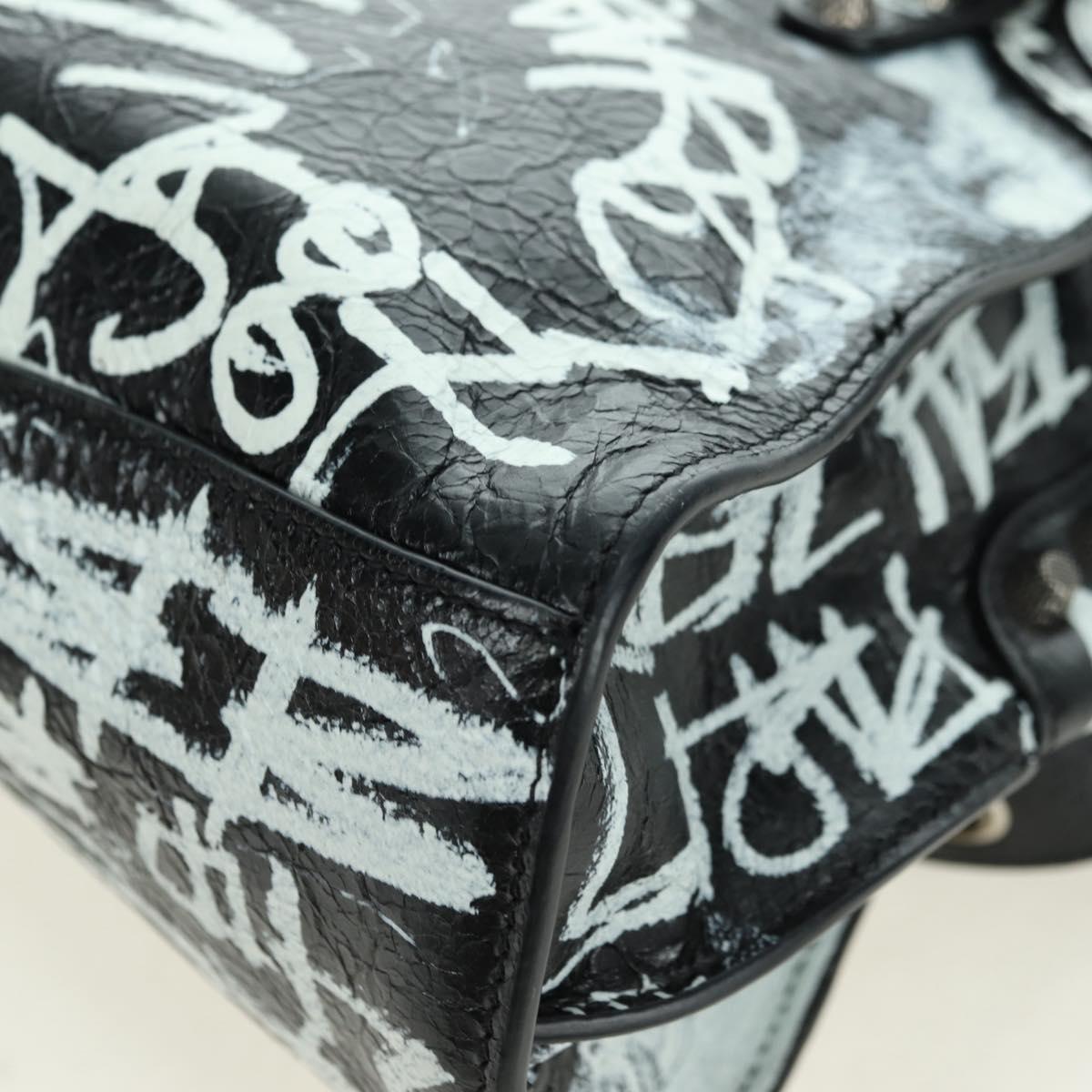 BALENCIAGA Neo Kago City XS Graffiti Bag Leather White 700940 Auth am11504SM