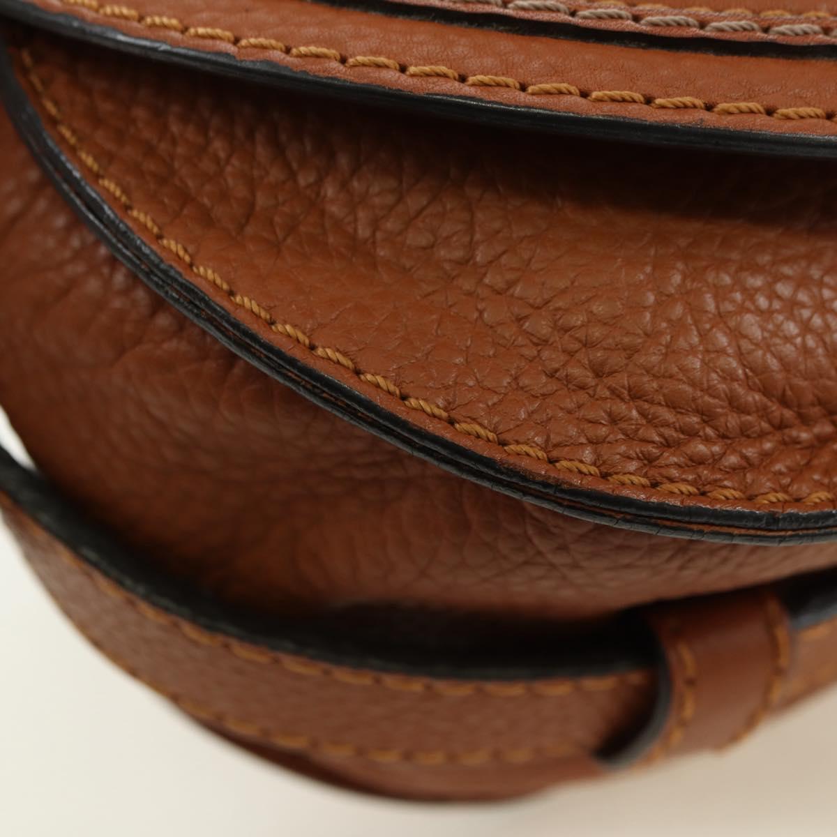 Chloe Small Saddle Bag Leather Brown Gold Auth am11505V