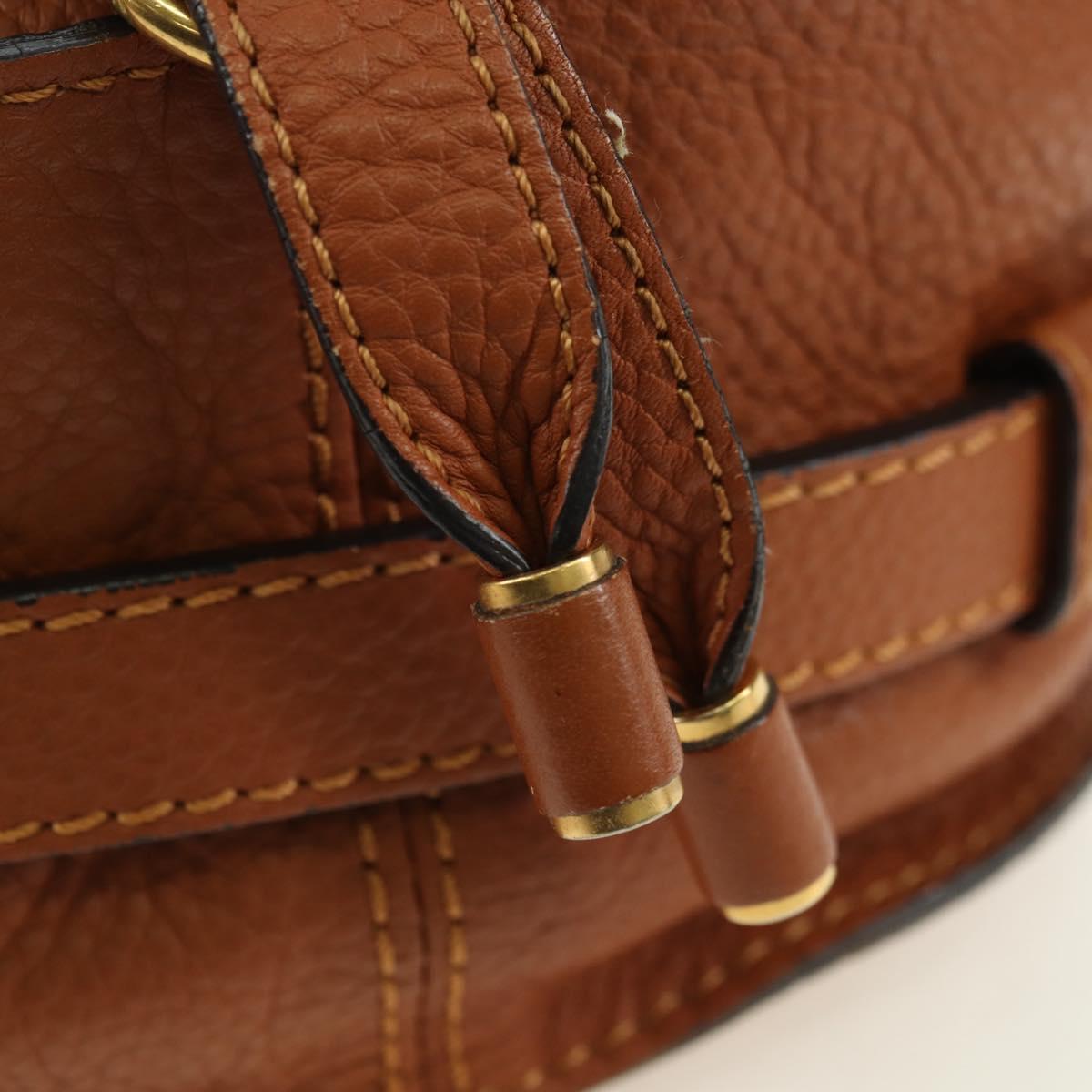 Chloe Small Saddle Bag Leather Brown Gold Auth am11505V