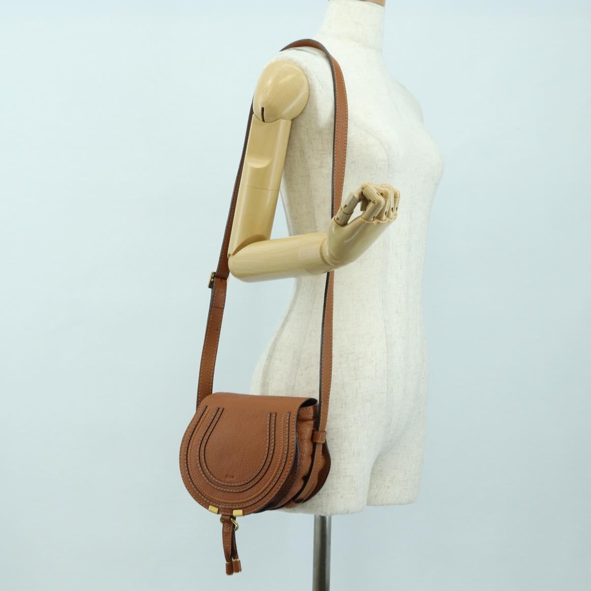 Chloe Small Saddle Bag Leather Brown Gold Auth am11505V