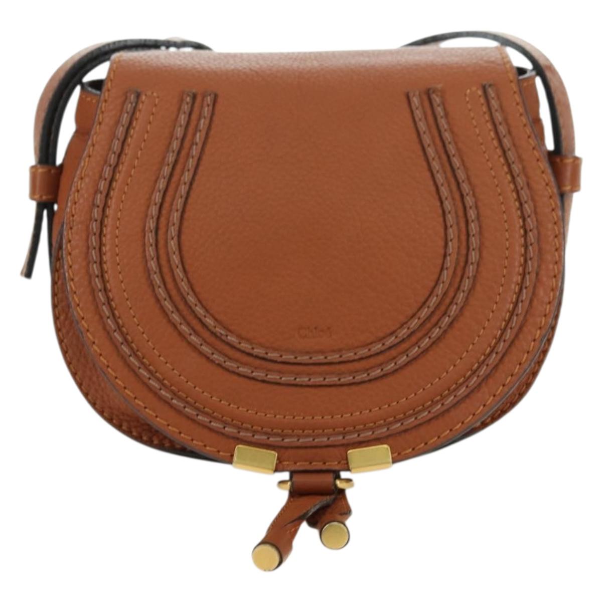 Chloe Small Saddle Bag Leather Brown Gold Auth am11505V