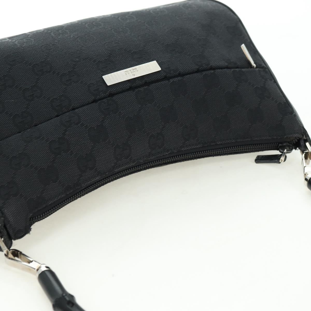 GUCCI Bamboo GG Canvas Hand Bag Black Silver 001 3865 Auth am11509A