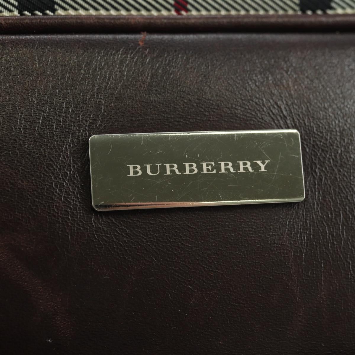 BURBERRY Nova Check Shoulder Bag Canvas Beige Silver Auth am11514