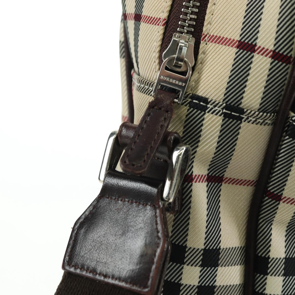 BURBERRY Nova Check Shoulder Bag Canvas Beige Silver Auth am11514