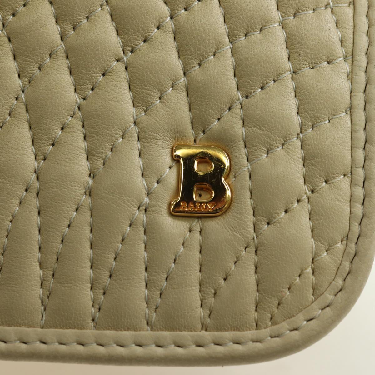 BALLY Shoulder Bag Leather Beige Gold Auth am11516A