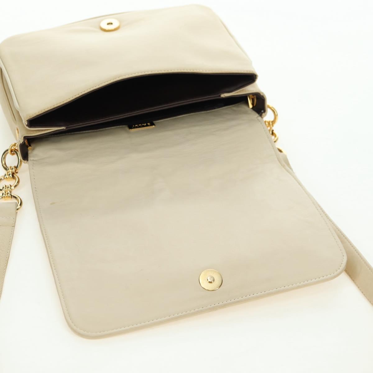 BALLY Shoulder Bag Leather Beige Gold Auth am11516A