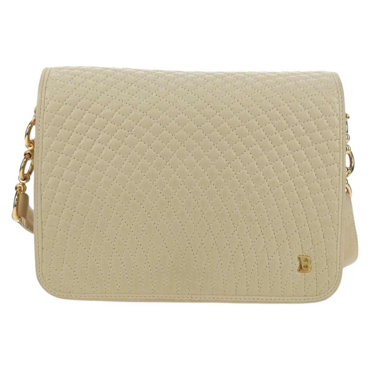 BALLY Shoulder Bag Leather Beige Gold Auth am11516A