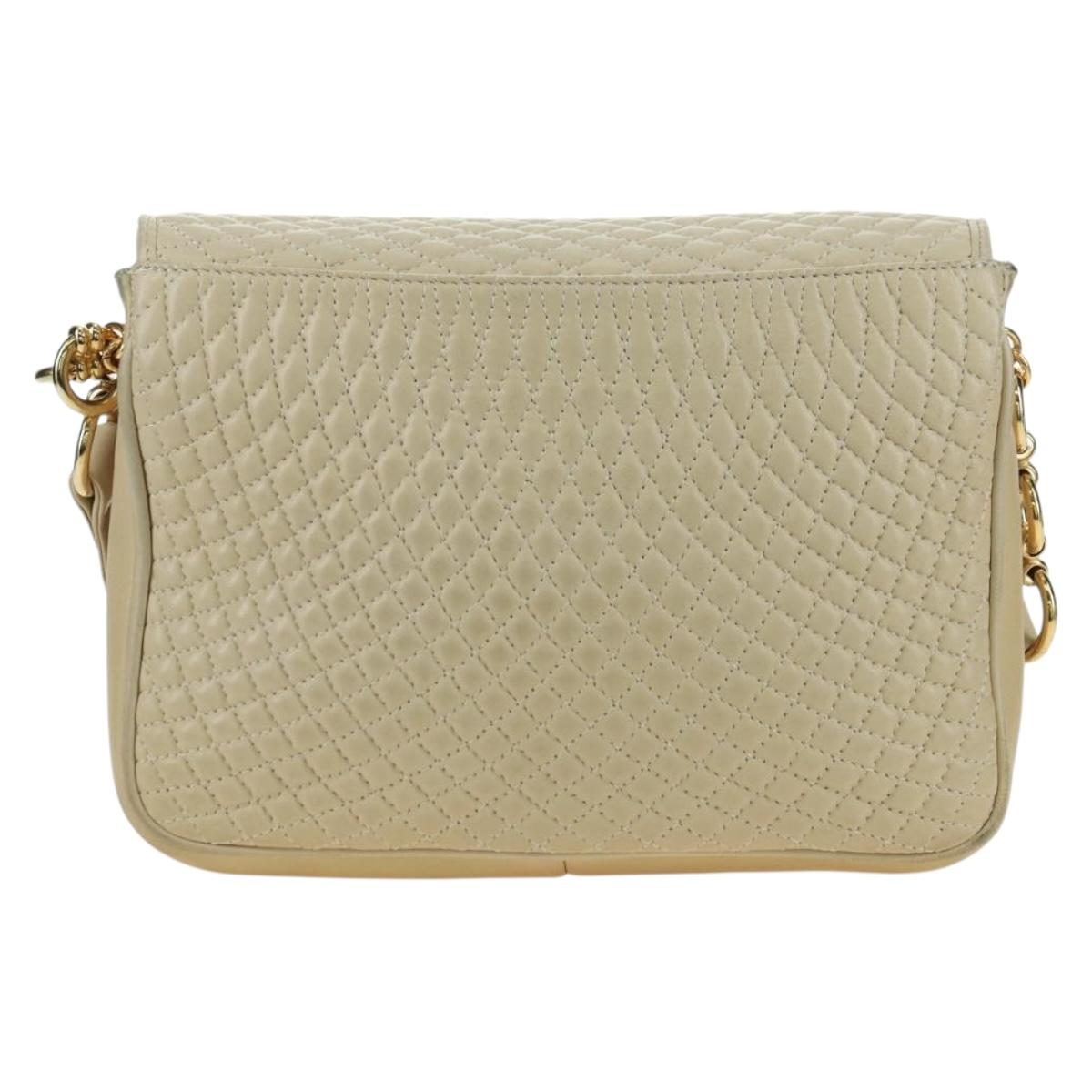 BALLY Shoulder Bag Leather Beige Gold Auth am11516A