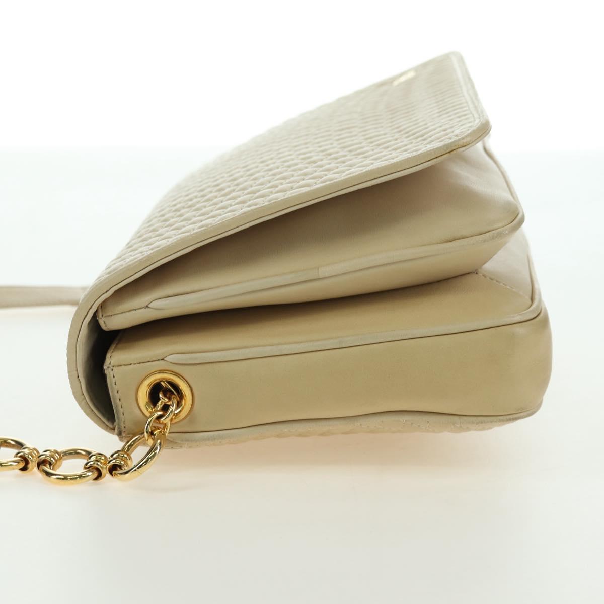BALLY Shoulder Bag Leather Beige Gold Auth am11516A