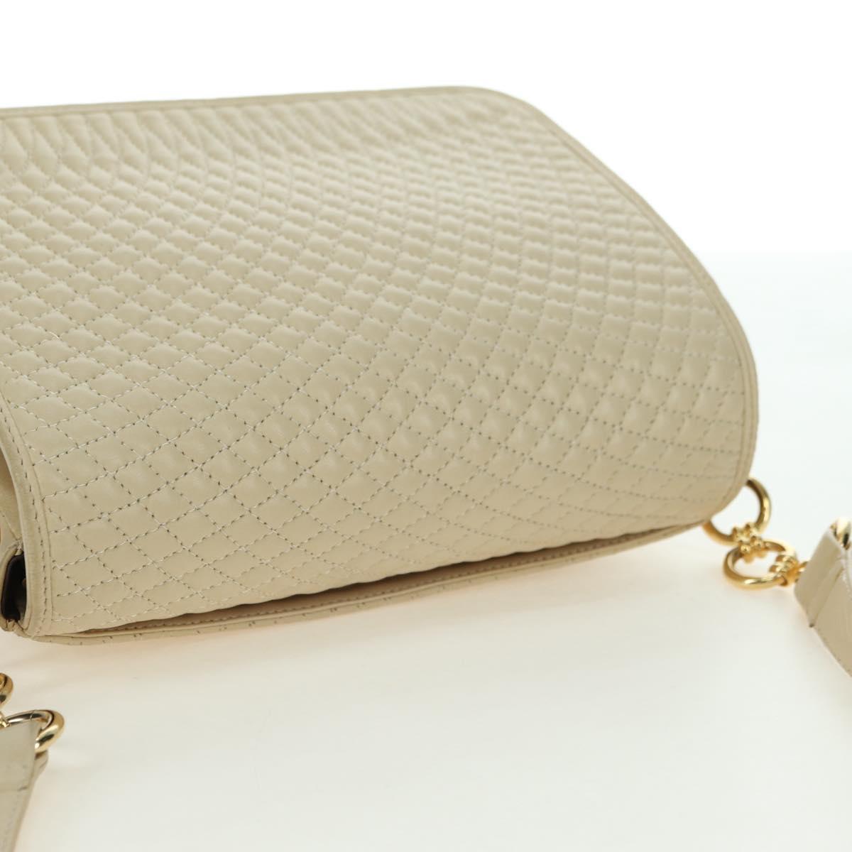 BALLY Shoulder Bag Leather Beige Gold Auth am11516A