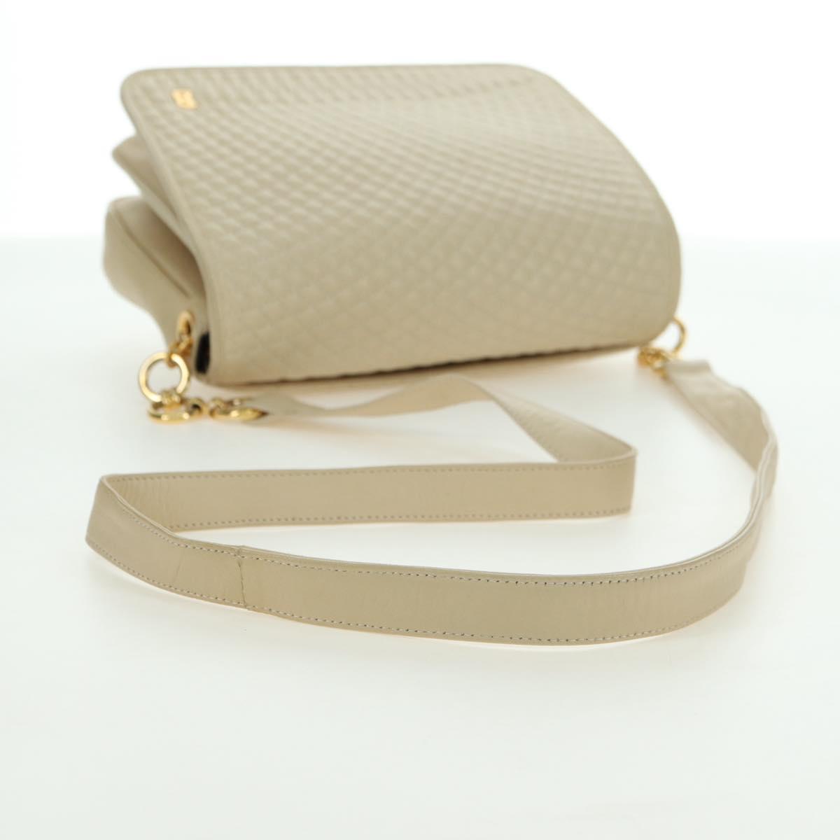 BALLY Shoulder Bag Leather Beige Gold Auth am11516A