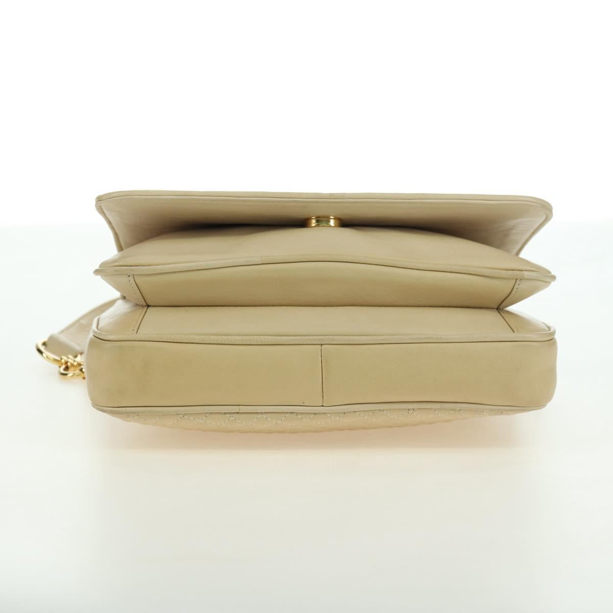 BALLY Shoulder Bag Leather Beige Gold Auth am11516A