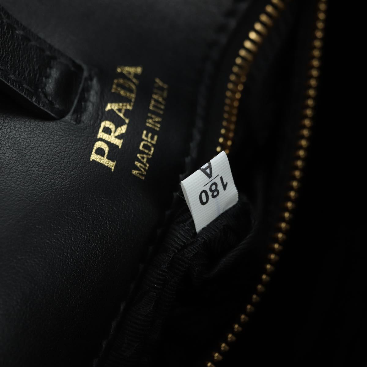 PRADA Hand Bag Fur Leather Blue Black Auth am11517SM