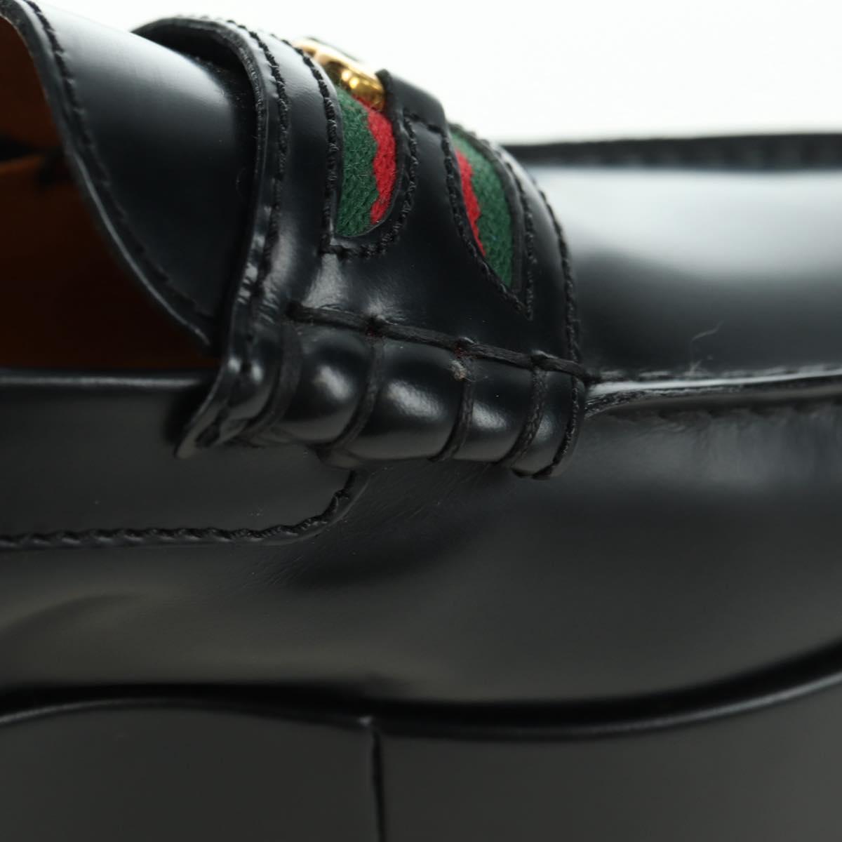 GUCCI loafers Sherry Round Toe Platform Leather 37 1/2 658920 Auth am11523V