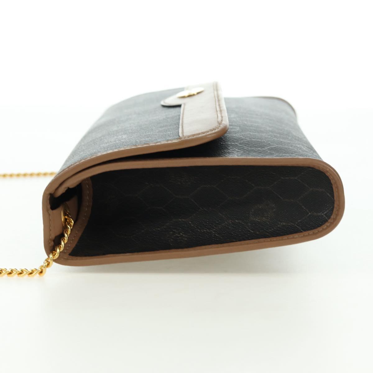 Christian Dior Honeycomb Canvas Chain Shoulder Bag PVC Gray Gold Auth am11525A