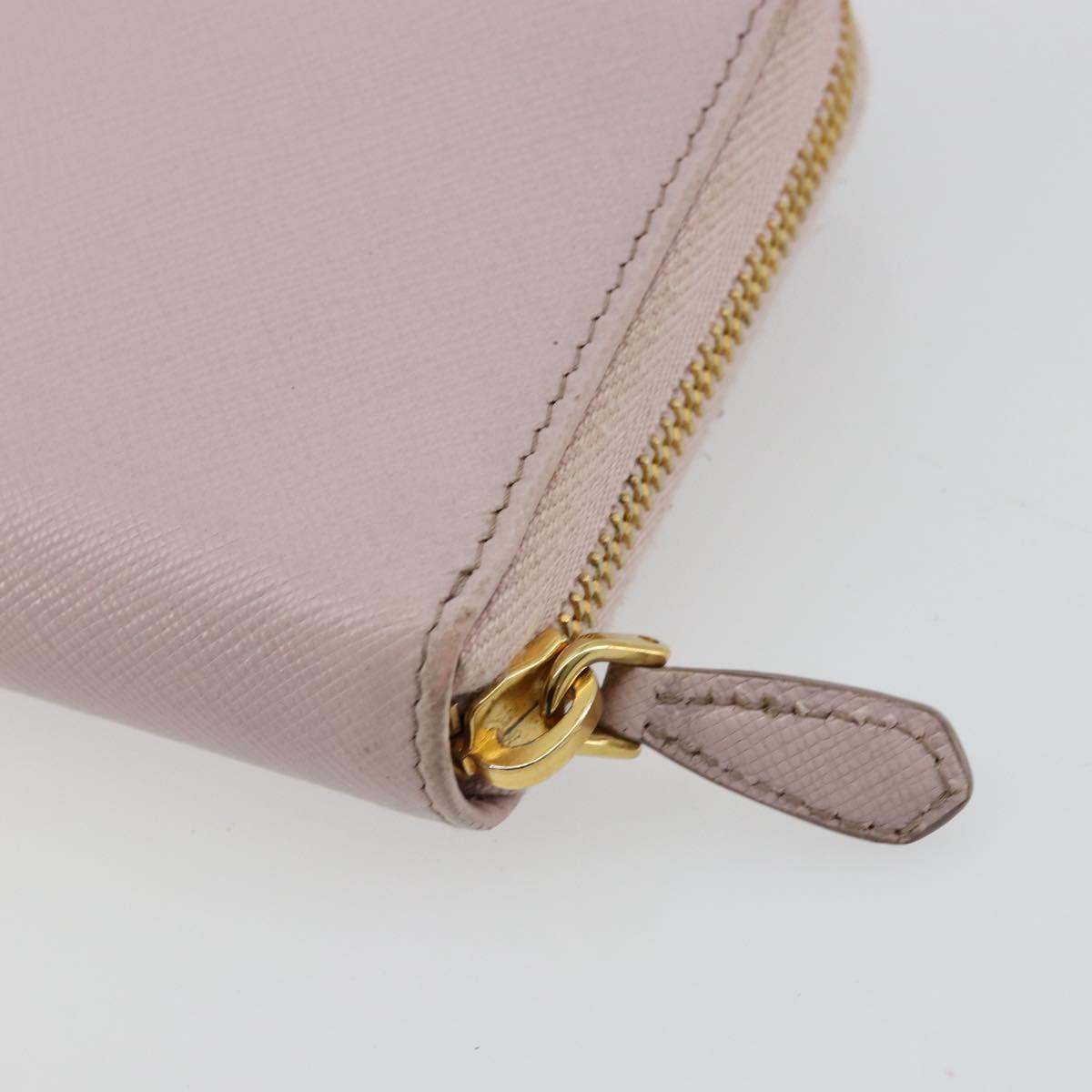 PRADA Ribbon Long Wallet Safiano leather Pink Gold Auth am11530