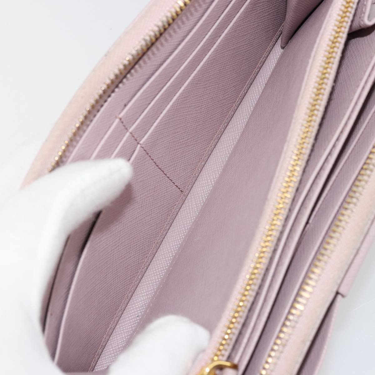 PRADA Ribbon Long Wallet Safiano leather Pink Gold Auth am11530