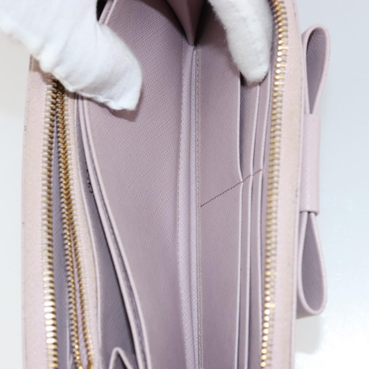 PRADA Ribbon Long Wallet Safiano leather Pink Gold Auth am11530