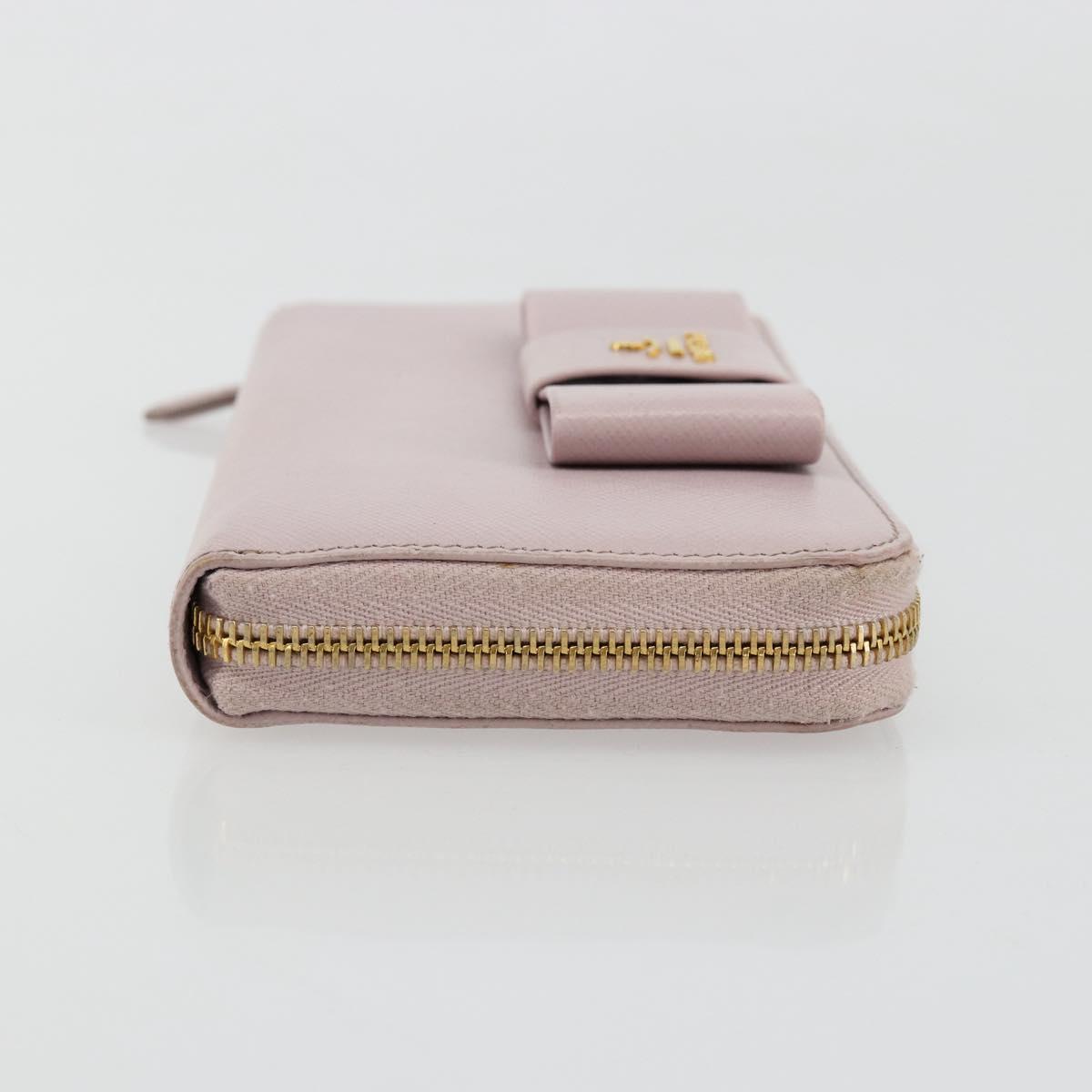PRADA Ribbon Long Wallet Safiano leather Pink Gold Auth am11530