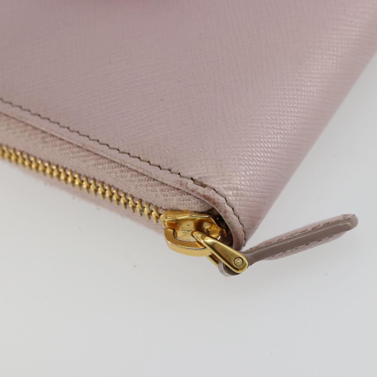 PRADA Ribbon Long Wallet Safiano leather Pink Gold Auth am11530
