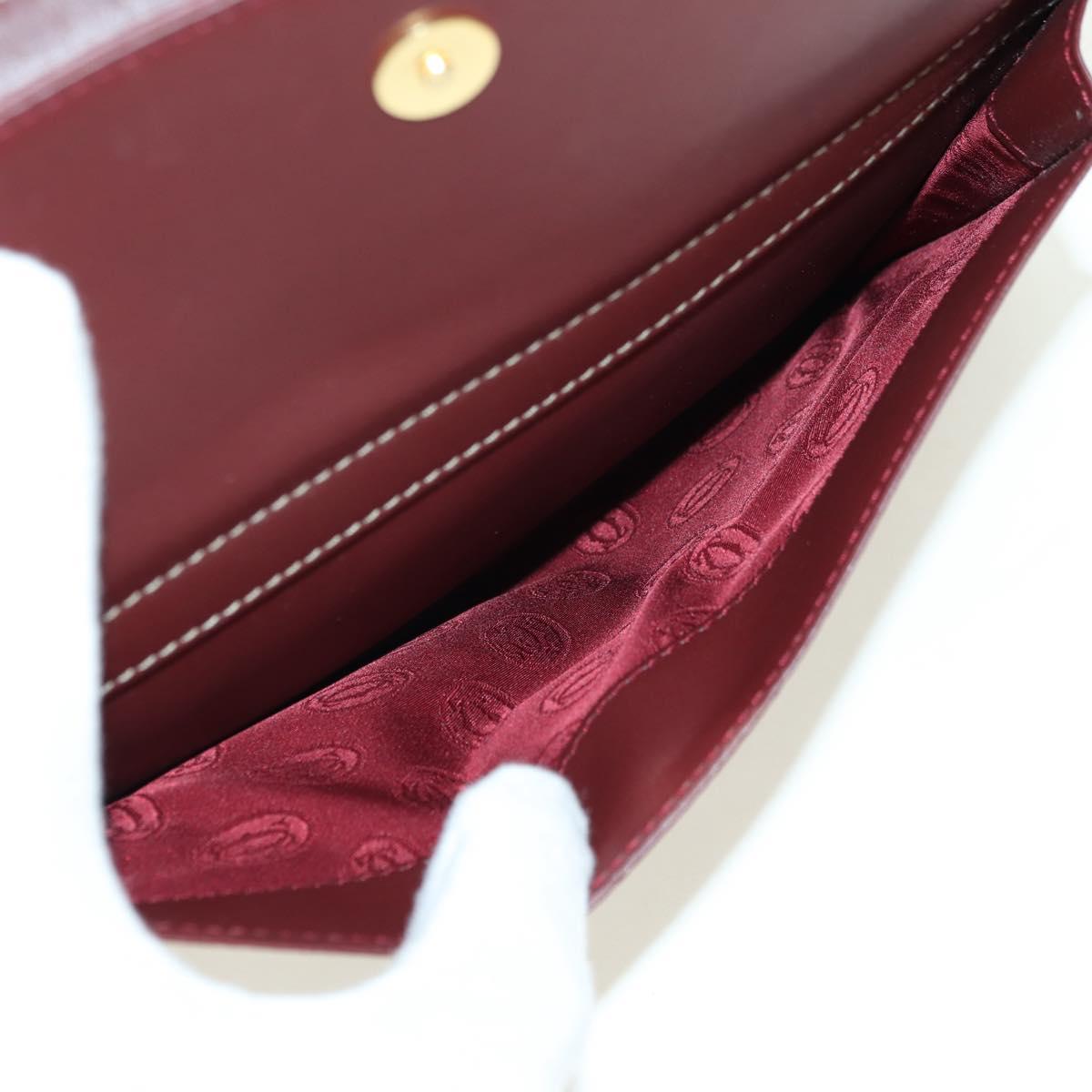 CARTIER Must Line Shoulder Bag Leather Bordeaux Gold Auth am11533A