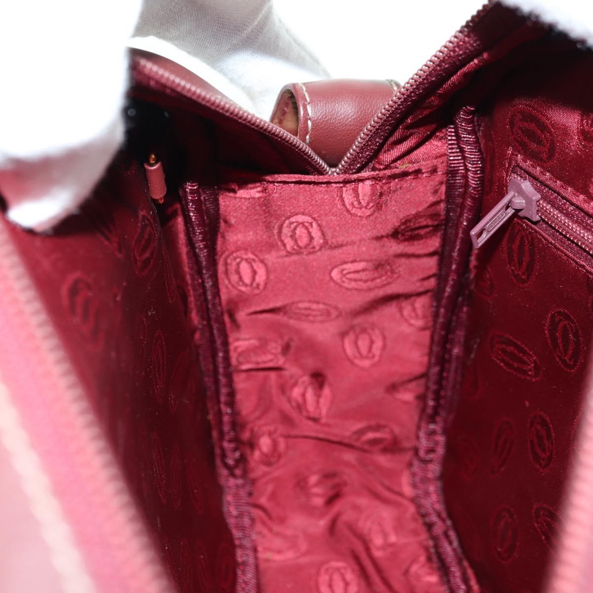 CARTIER Must Line Shoulder Bag Leather Bordeaux Gold Auth am11533A