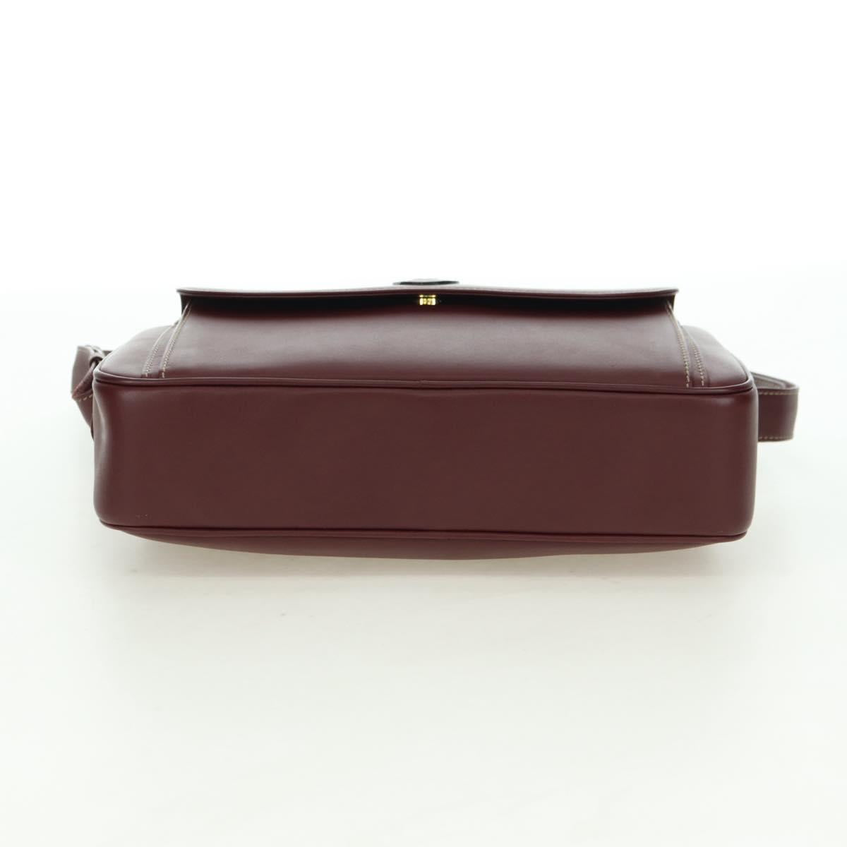 CARTIER Must Line Shoulder Bag Leather Bordeaux Gold Auth am11533A