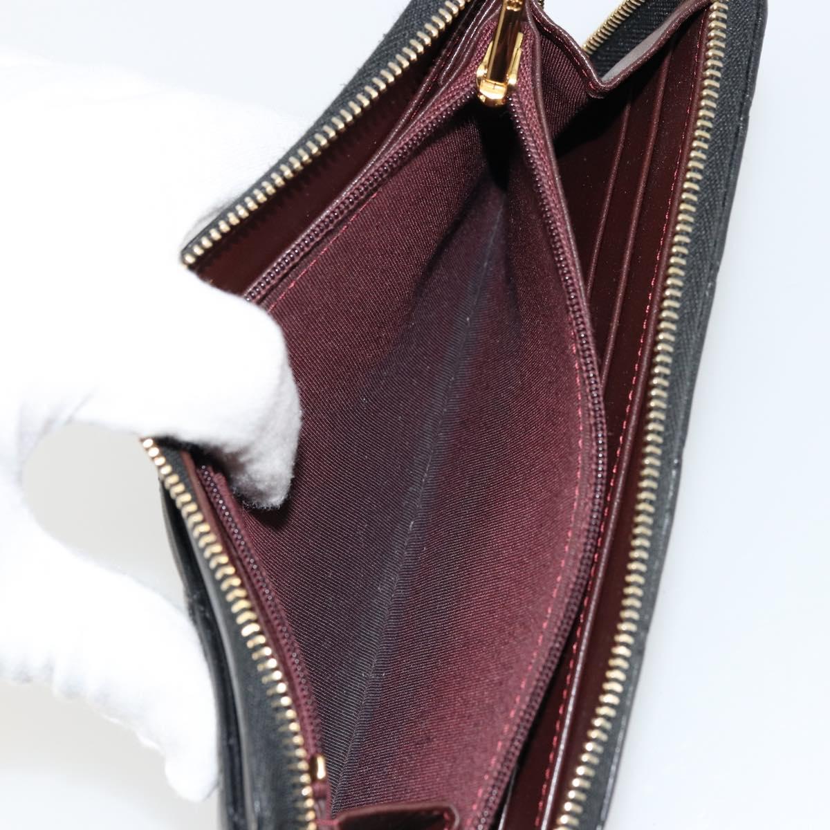 CHANEL Matelasse Long Wallet Lamb Skin Black Gold CC Auth am11540A
