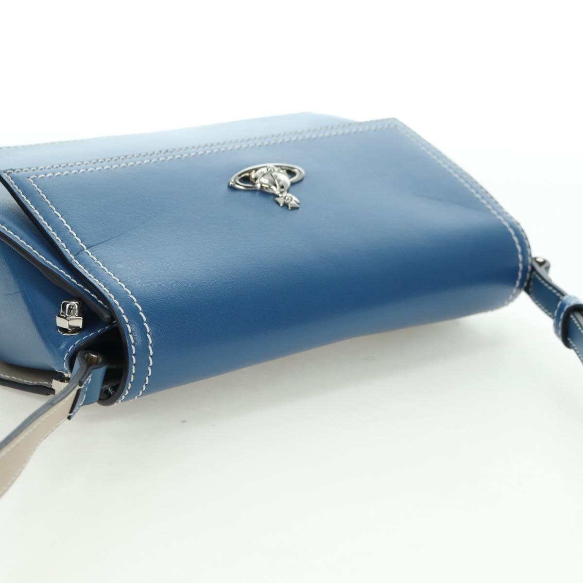 Vivienne Westwood Shoulder Bag Leather Blue Silver Auth am11542A
