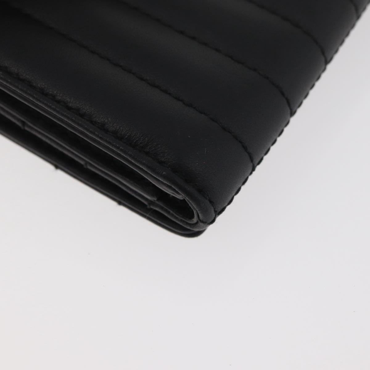 BURBERRY Roller Trifold Wallet Leather Black Gold Auth am11546V