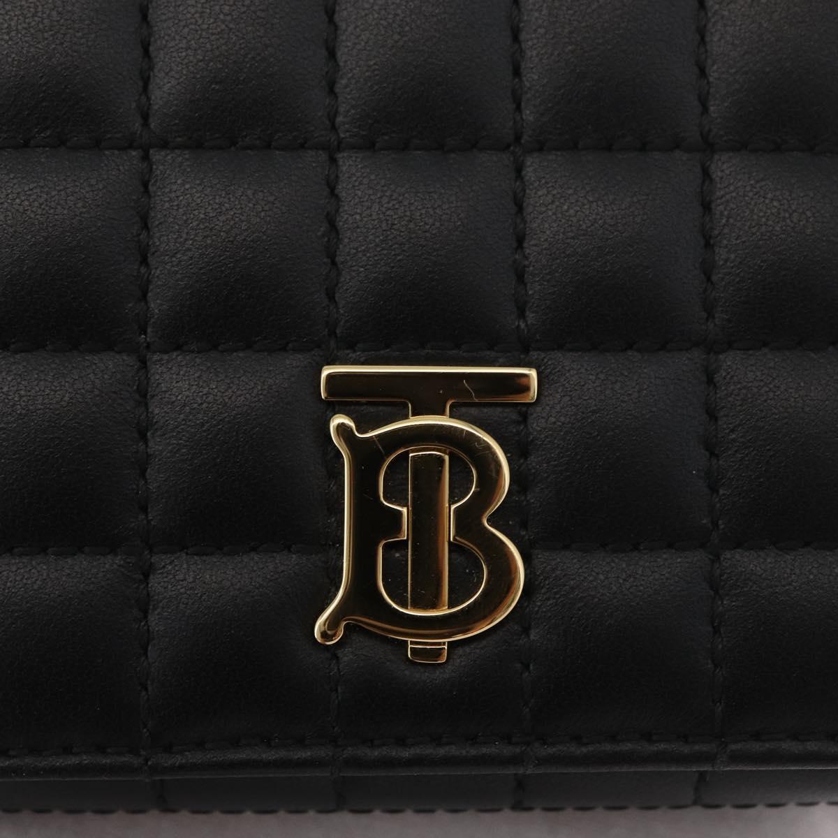 BURBERRY Roller Trifold Wallet Leather Black Gold Auth am11546V