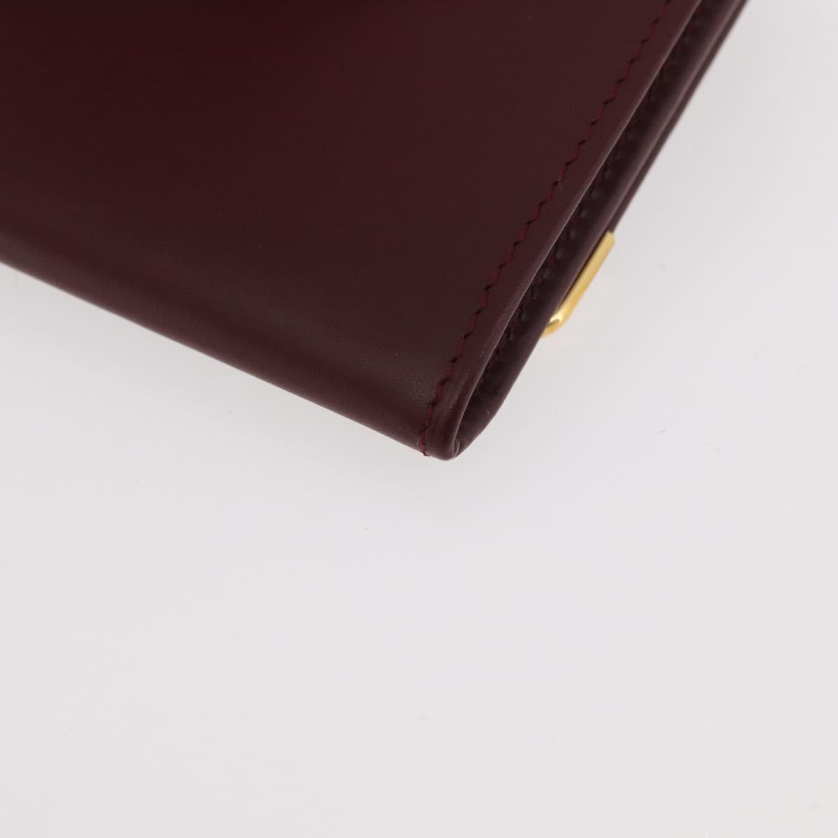 CARTIER Must Line Coin Purse Leather Bordeaux Gold Auth am11548V