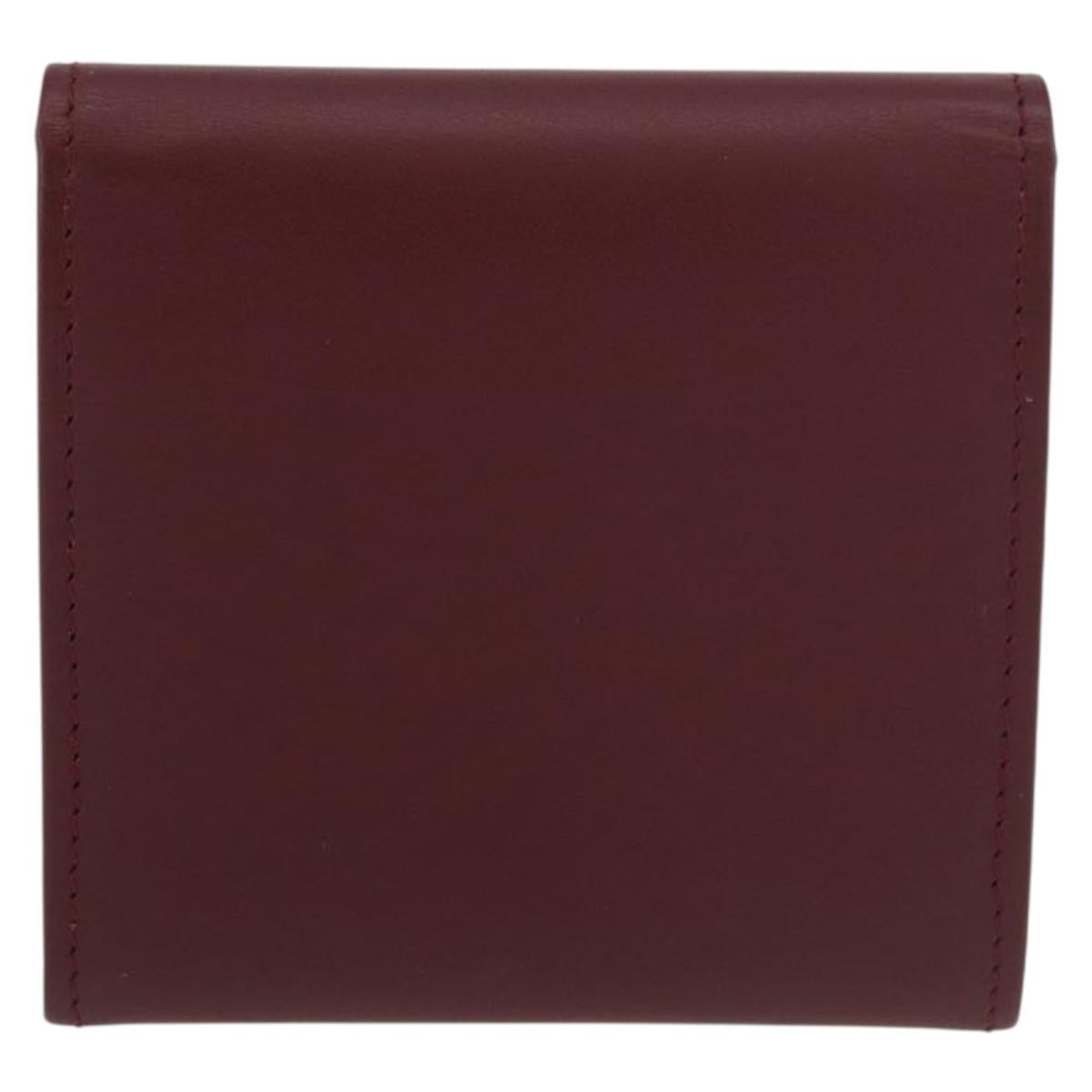 CARTIER Must Line Coin Purse Leather Bordeaux Gold Auth am11548V