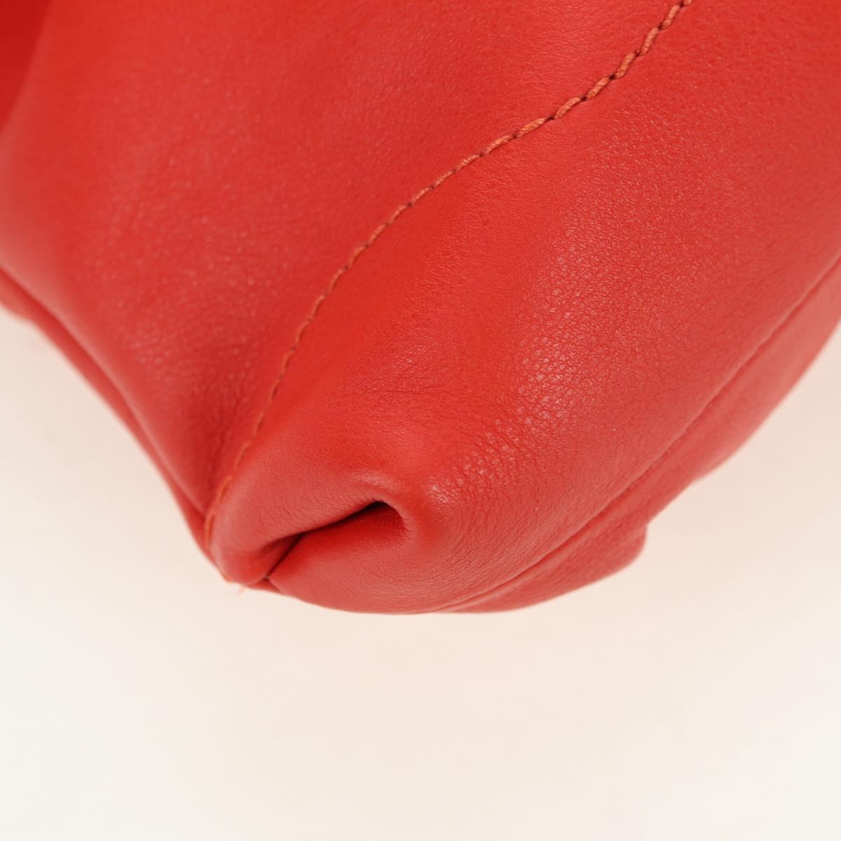 Salvatore Ferragamo Gancini Chain Hand Bag Leather Red Gold Auth am11549V